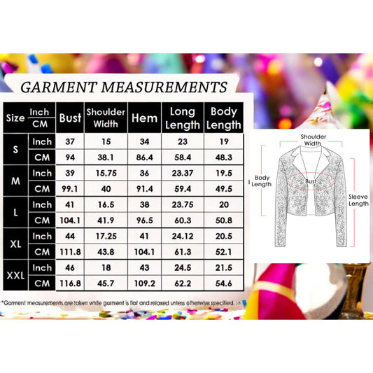 Sequin Cropped Blazer Long Sleeve Sparkly Open Front Jacket