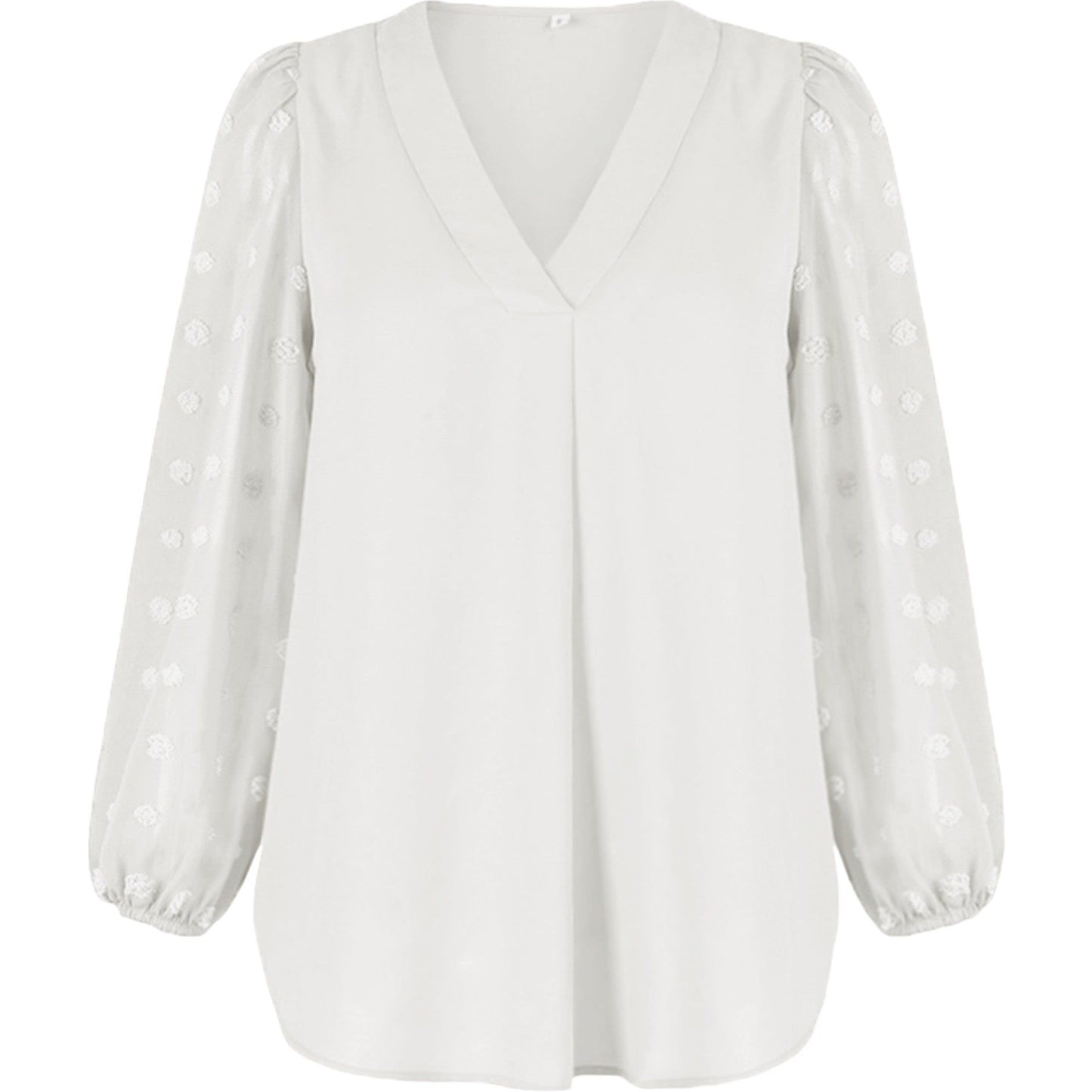 Chiffon Blouse Swiss Dot Long Sleeve Top