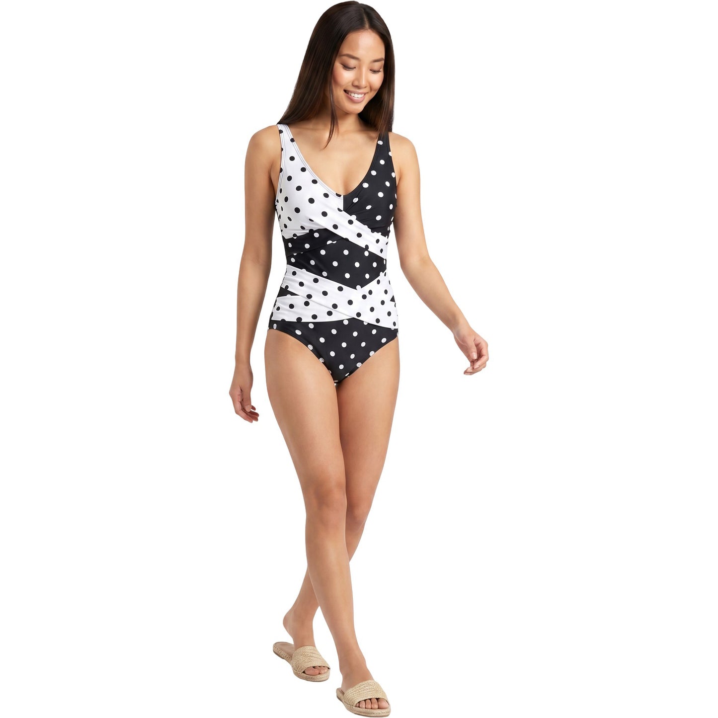 V-Neck Criss Cross One Piece Swimsuit