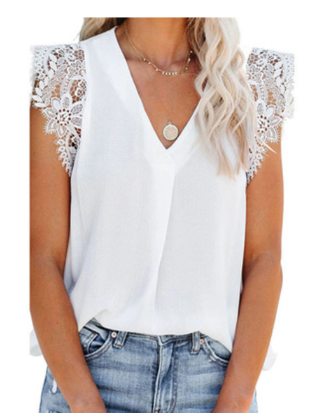 Lace Pleated Tank Blouse