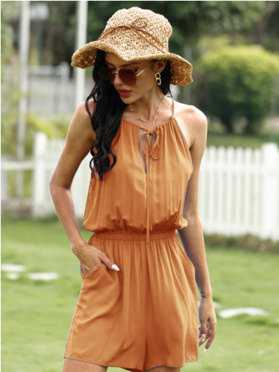 Tie Neck Summer Romper