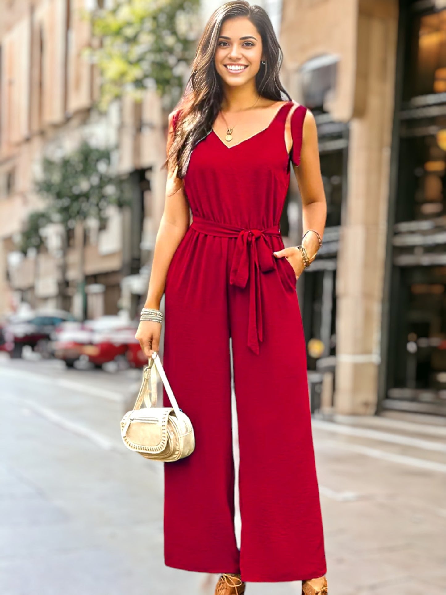 Tie Shoulder Classic Jumpsuit