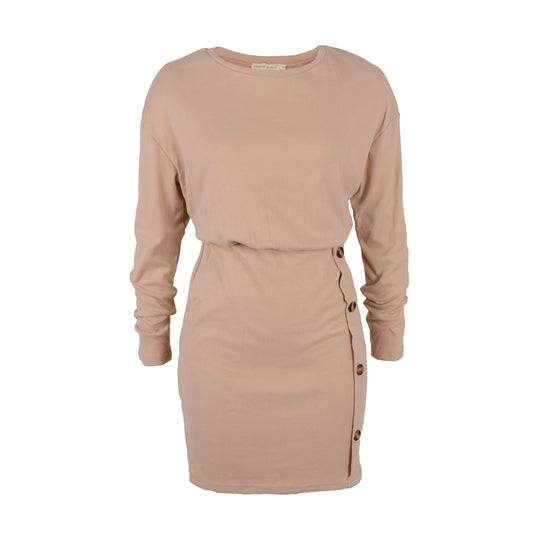 Contrast Button Skirt Bodycon Dress