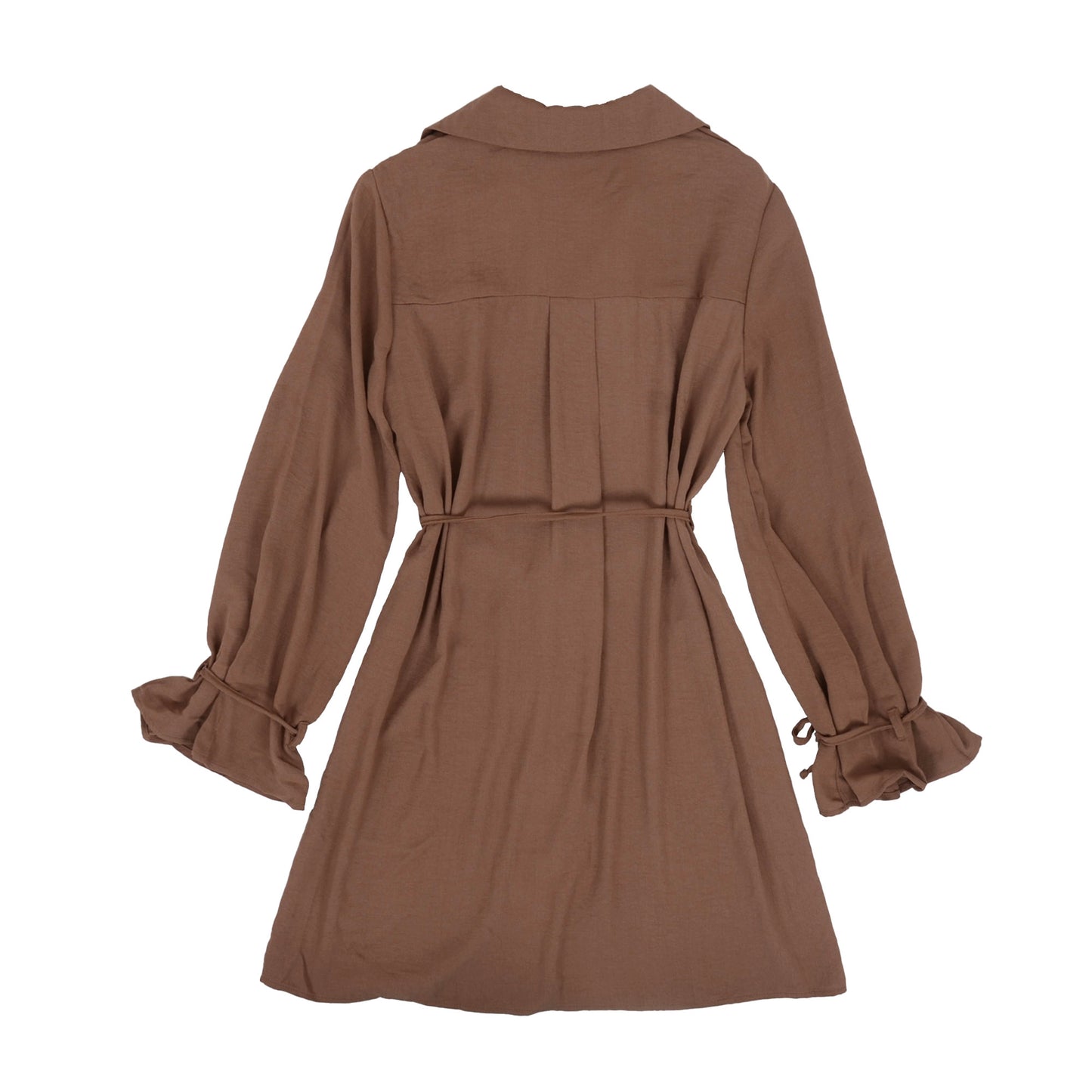 Solid Tie Waist Shirt Dress