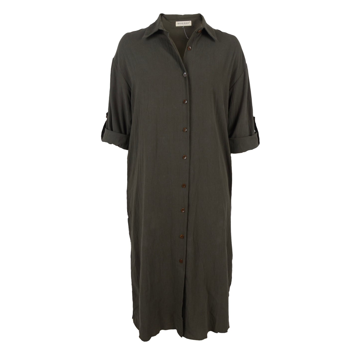 Solid Button Down Shirt Dress