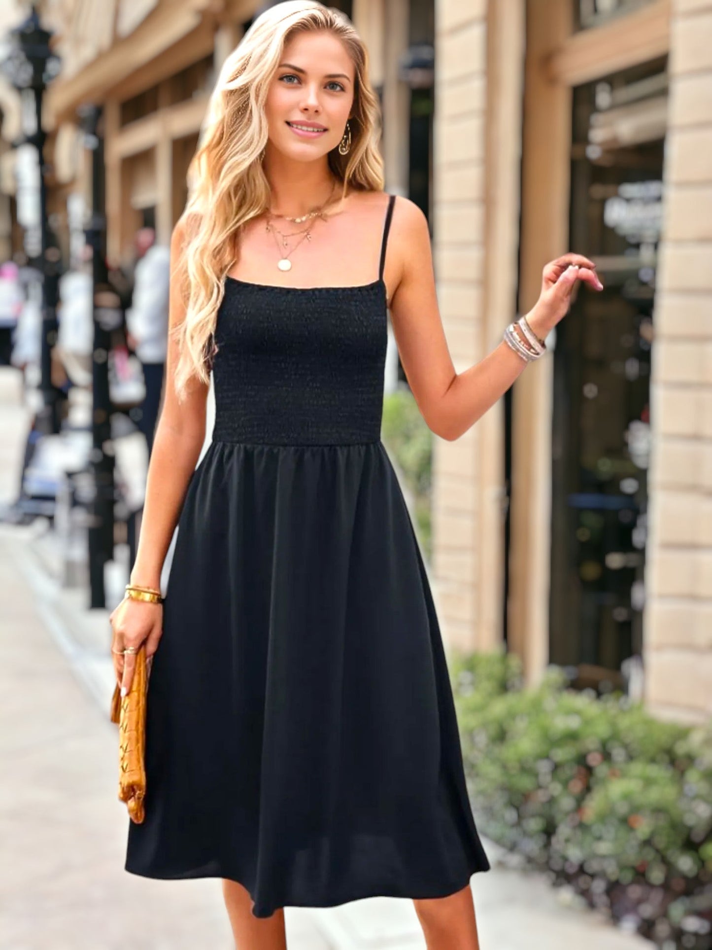 Shirred Side Pocket Dress