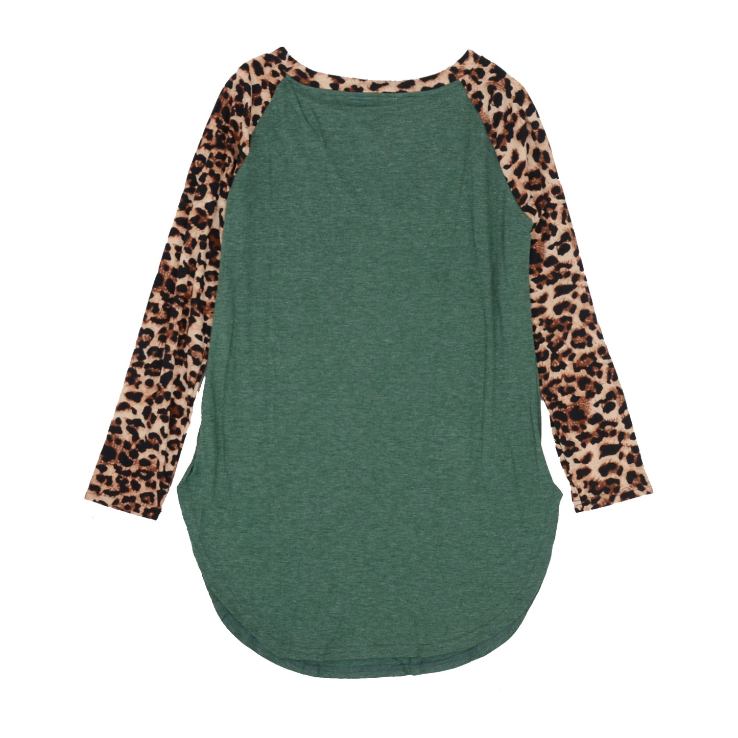 Anna-Kaci Leopard Print Long Sleeve Color Block Oversized Tee for Women Large 8-10 / Green