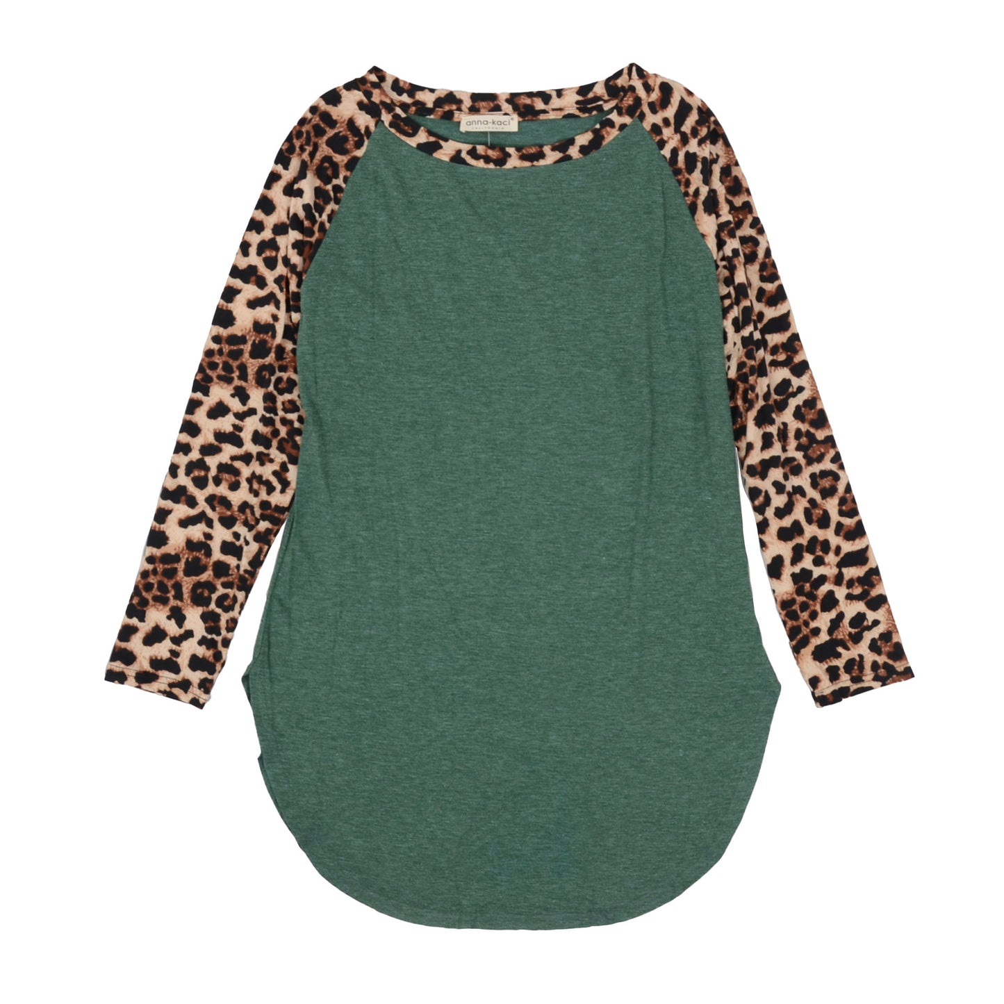 Anna-Kaci Leopard Print Long Sleeve Color Block Oversized Tee for Women