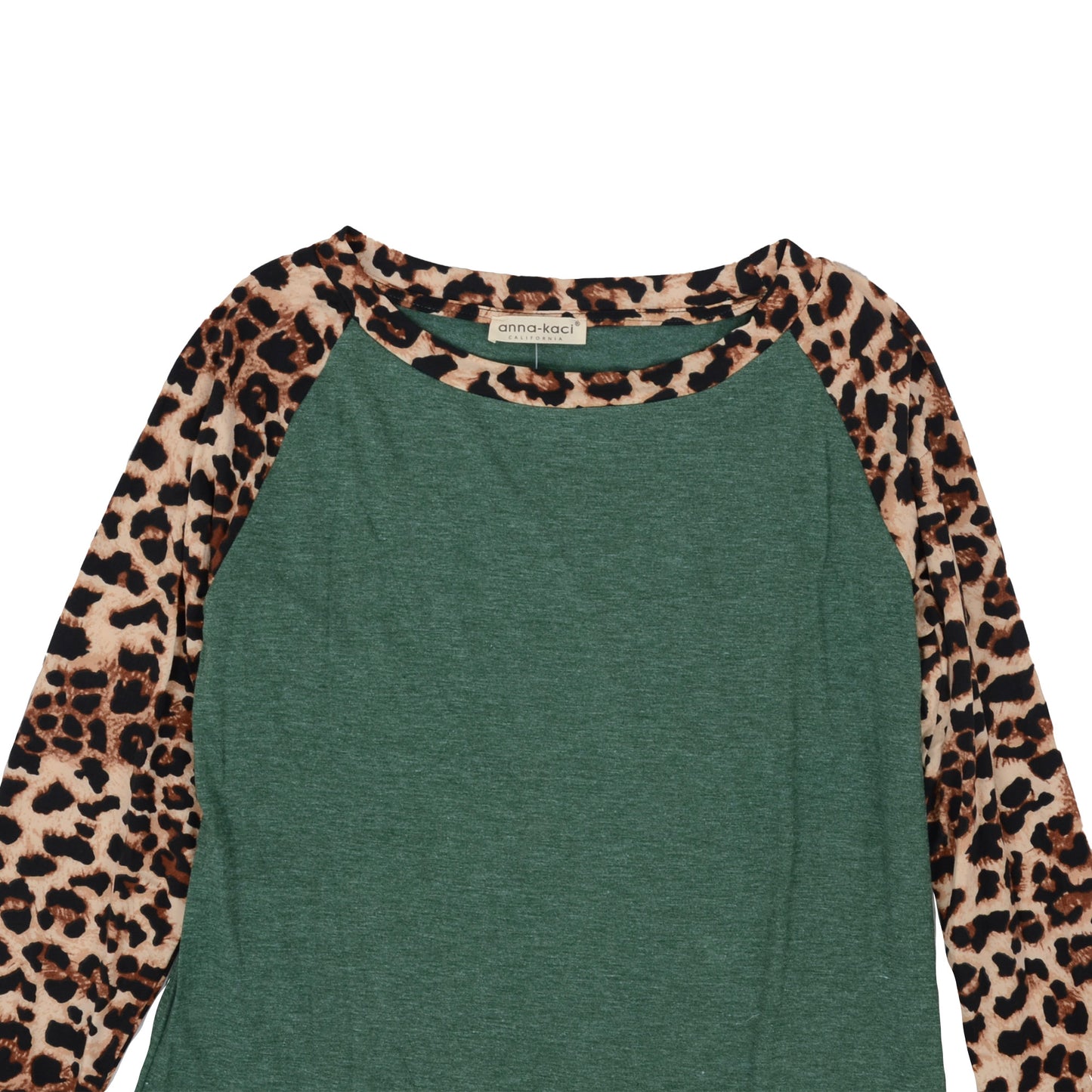 Anna-Kaci Leopard Print Long Sleeve Color Block Oversized Tee for Women