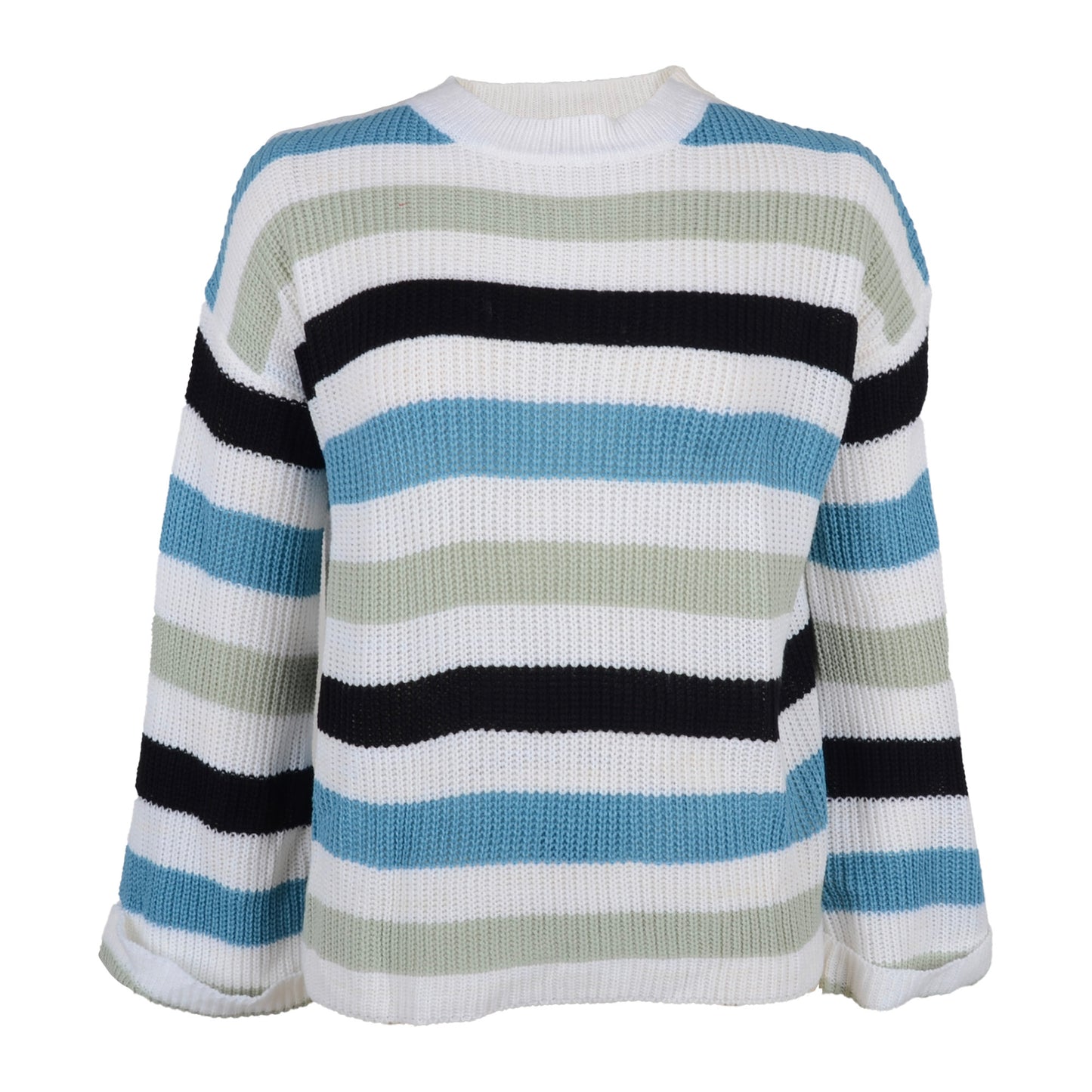 Anna-Kaci Striped Bell Sleeve Light Long Sleeve Sweater Top for Women