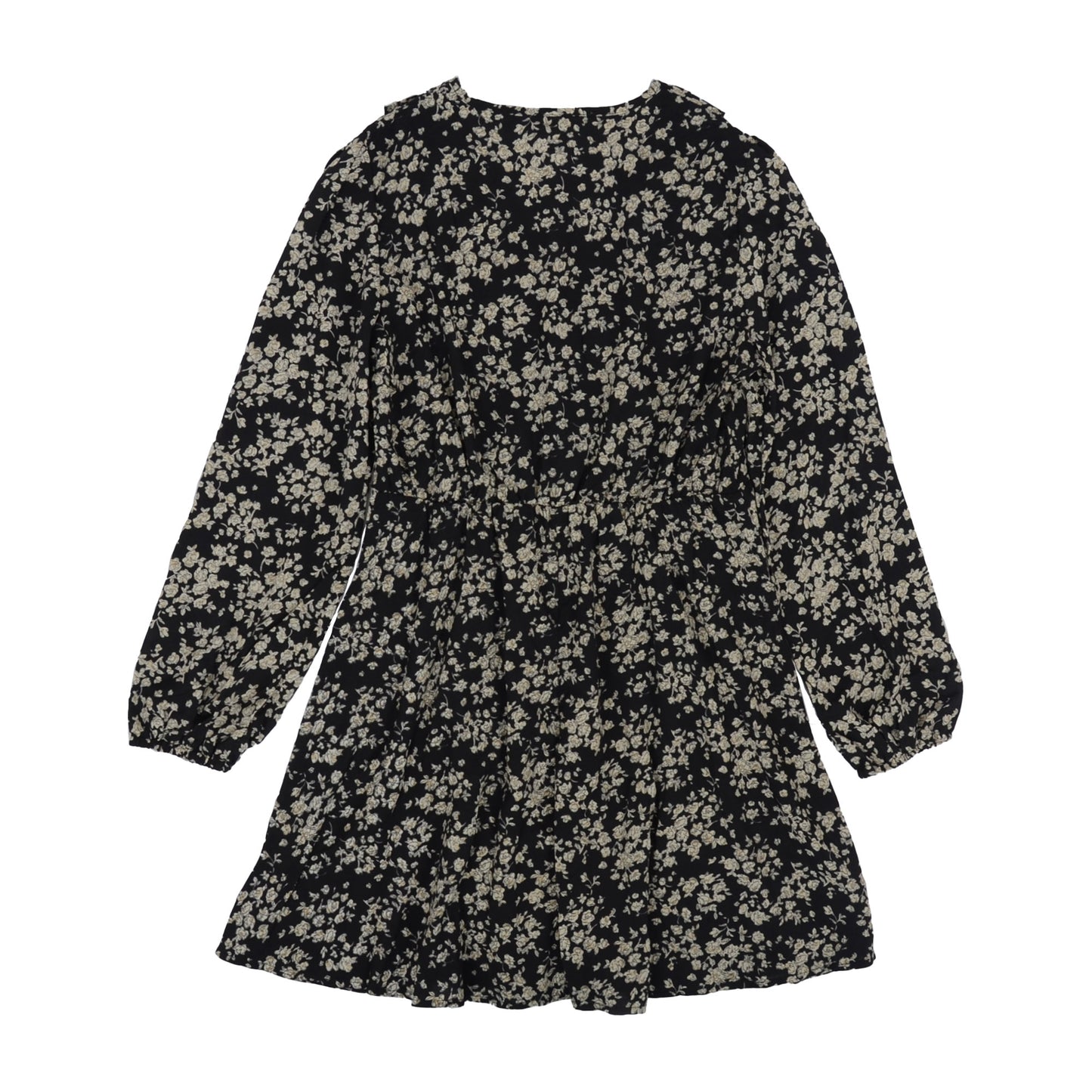 Anna-Kaci Floral Print V Neck Long Sleeve Ruffle Detail Dress for Women