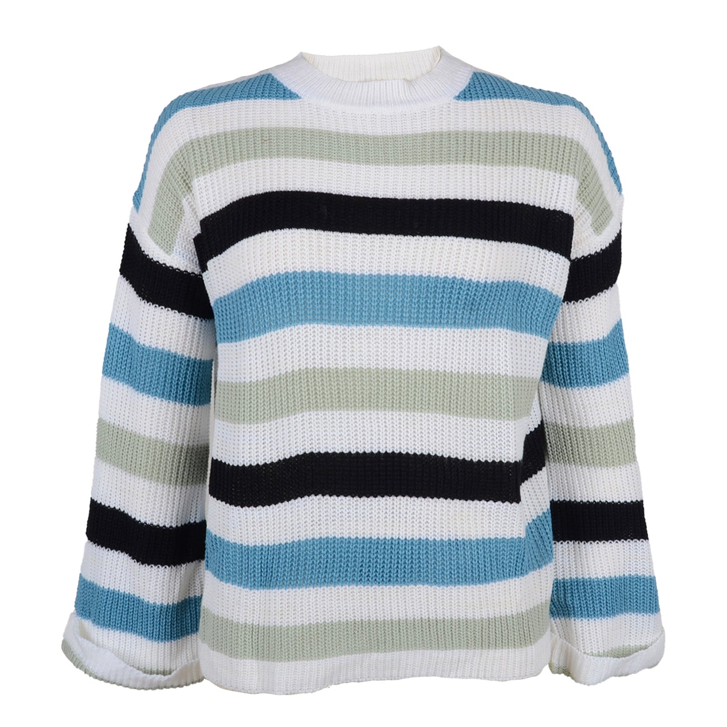 Anna-Kaci Striped Bell Sleeve Light Long Sleeve Sweater Top for Women Large 8-10 / Pink