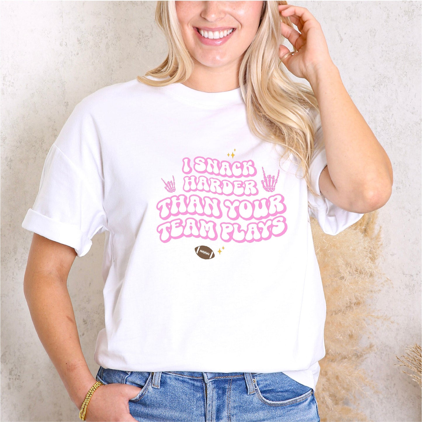 American Football Trendsetter Tee: I Snack Harder Than Your Team Plays
