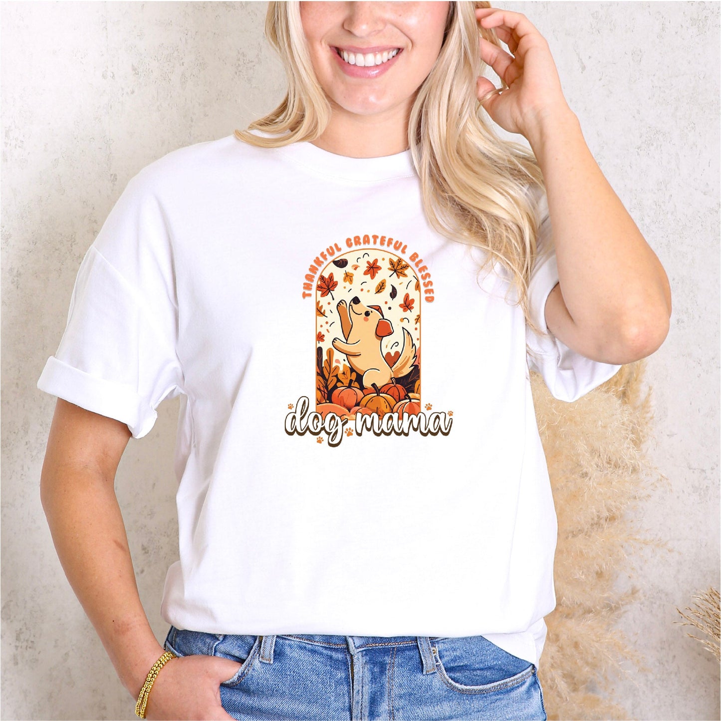 "Thankful Grateful Blessed" Dog & Autumn Delight Tee