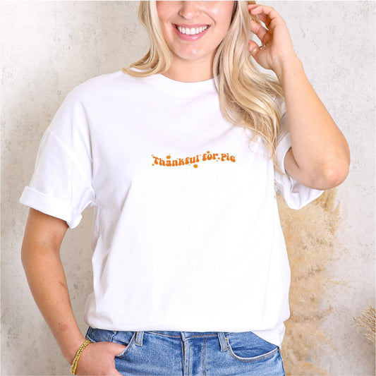 Pies of Gratitude" Sparkling Autumn-themed T-Shirt"