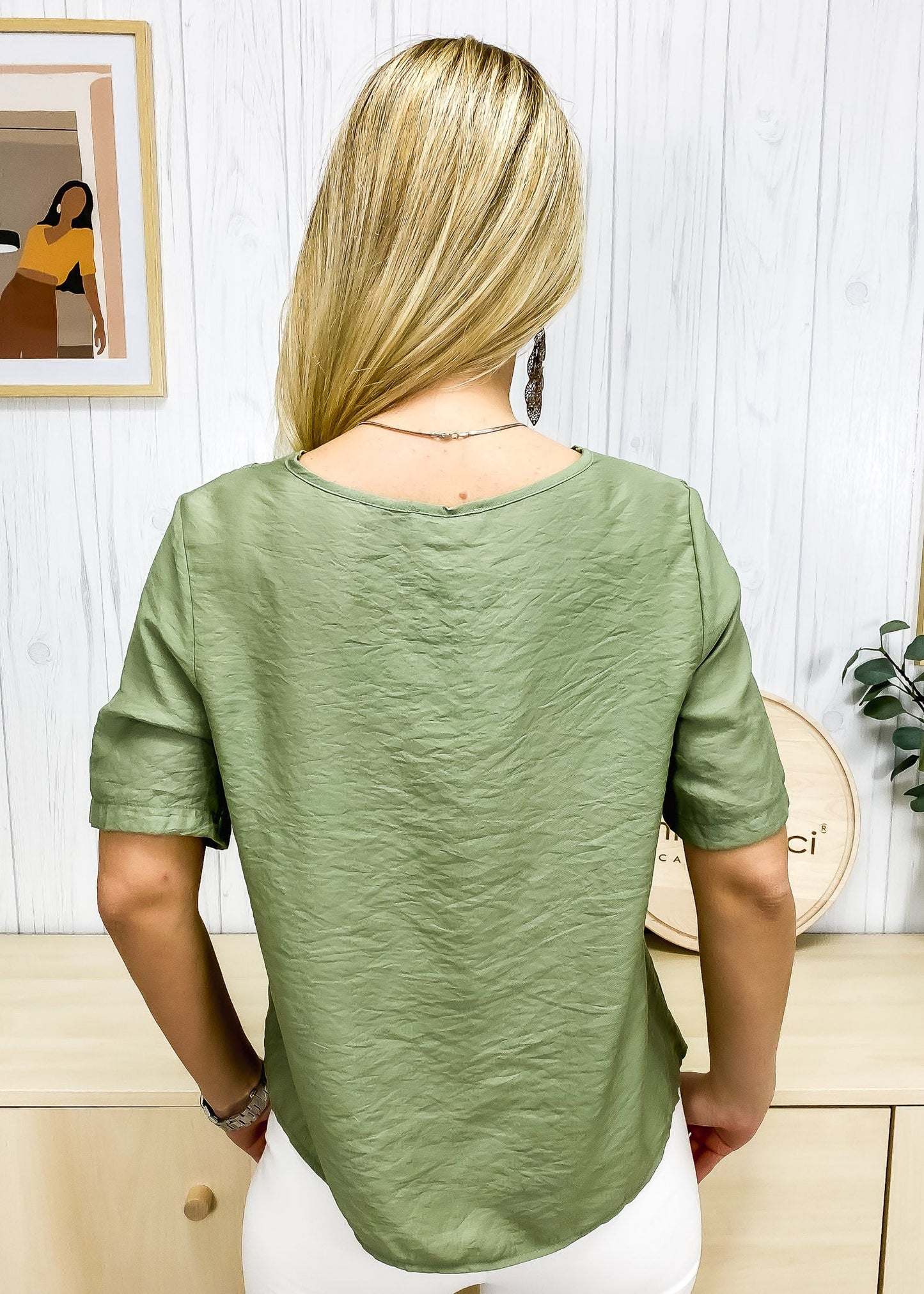 Asymmetrical Contrast Button Blouse