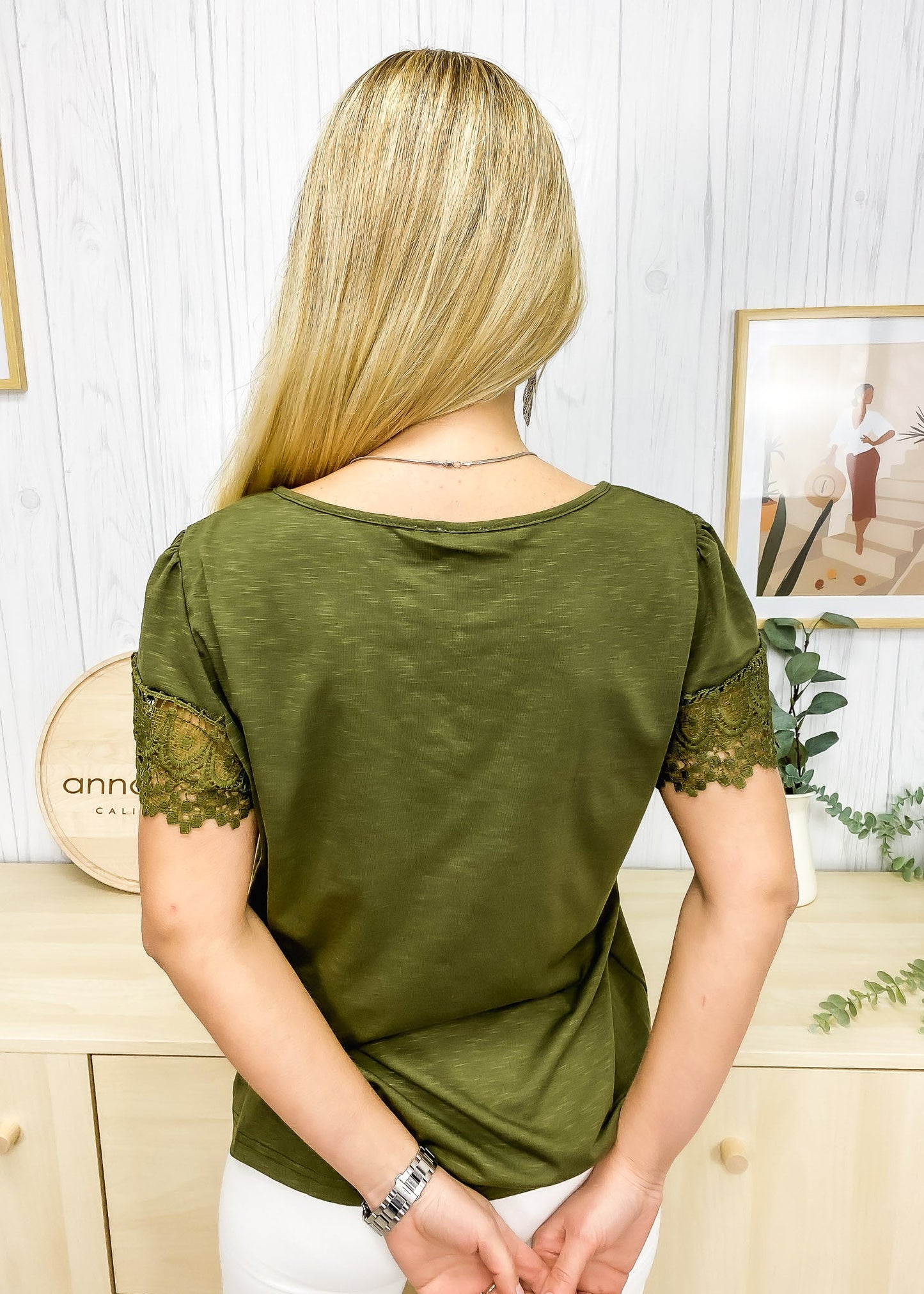 Square Neck Lace Detail Shirt
