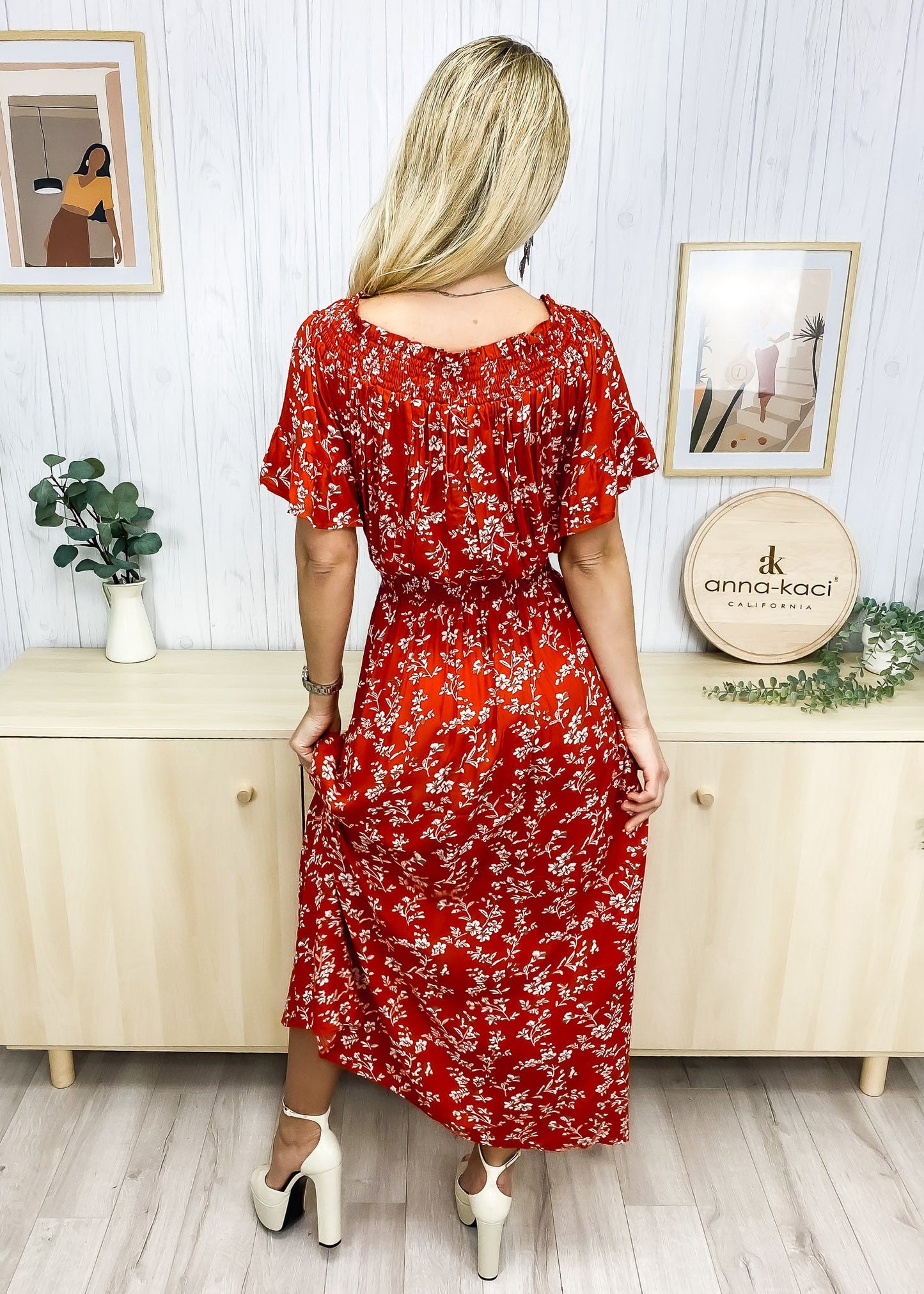 Off-Shoulder Front Slit Dress