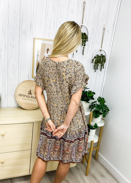 Ruffle Short Sleeve Boho Dress