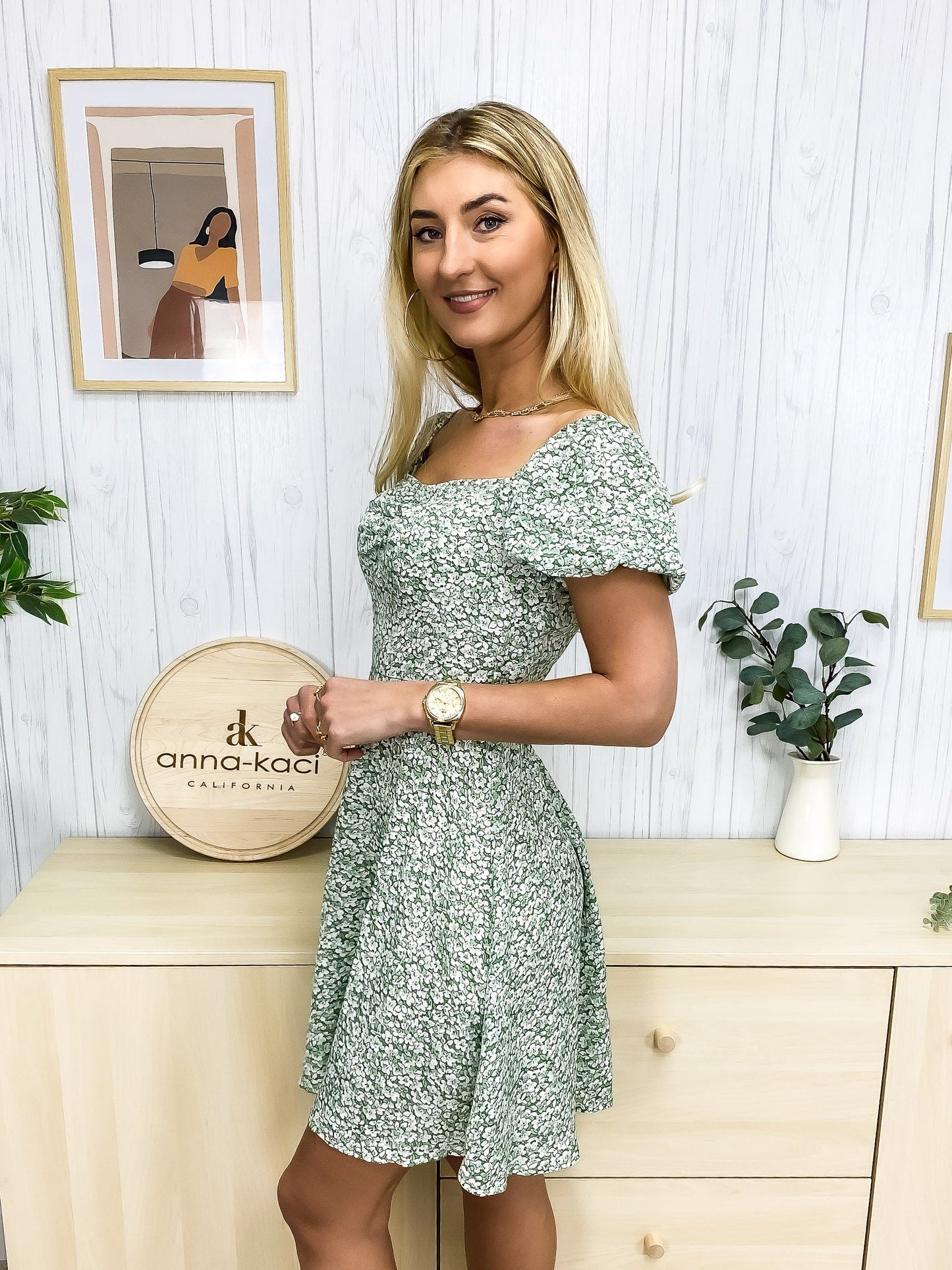 Sweetheart Neck Puff Sleeve Dress