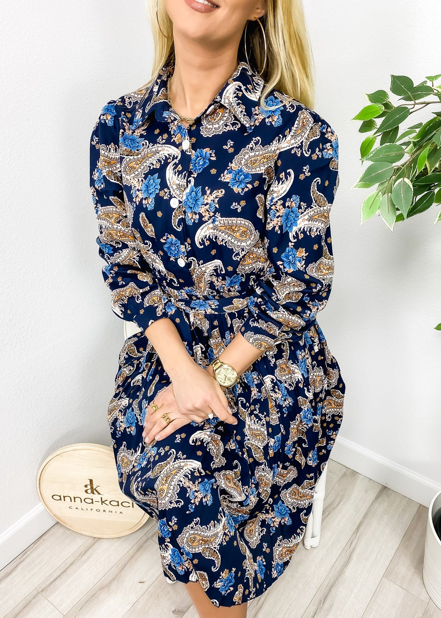 Paisley Print Pleated Dress