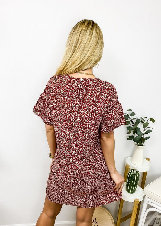 Ditsy Floral Bell Sleeve Dress