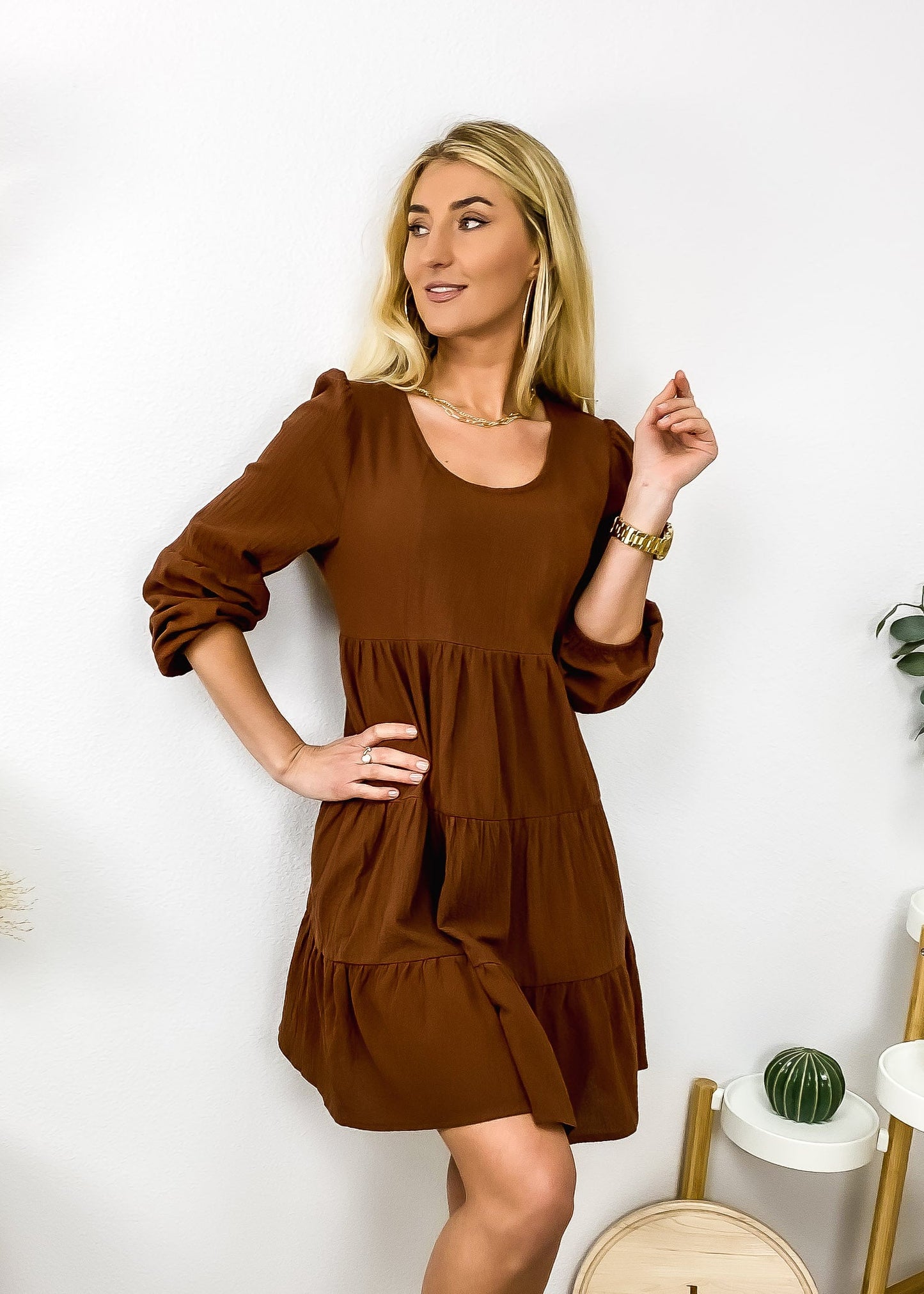 Round Neck Classic Tiered Dress