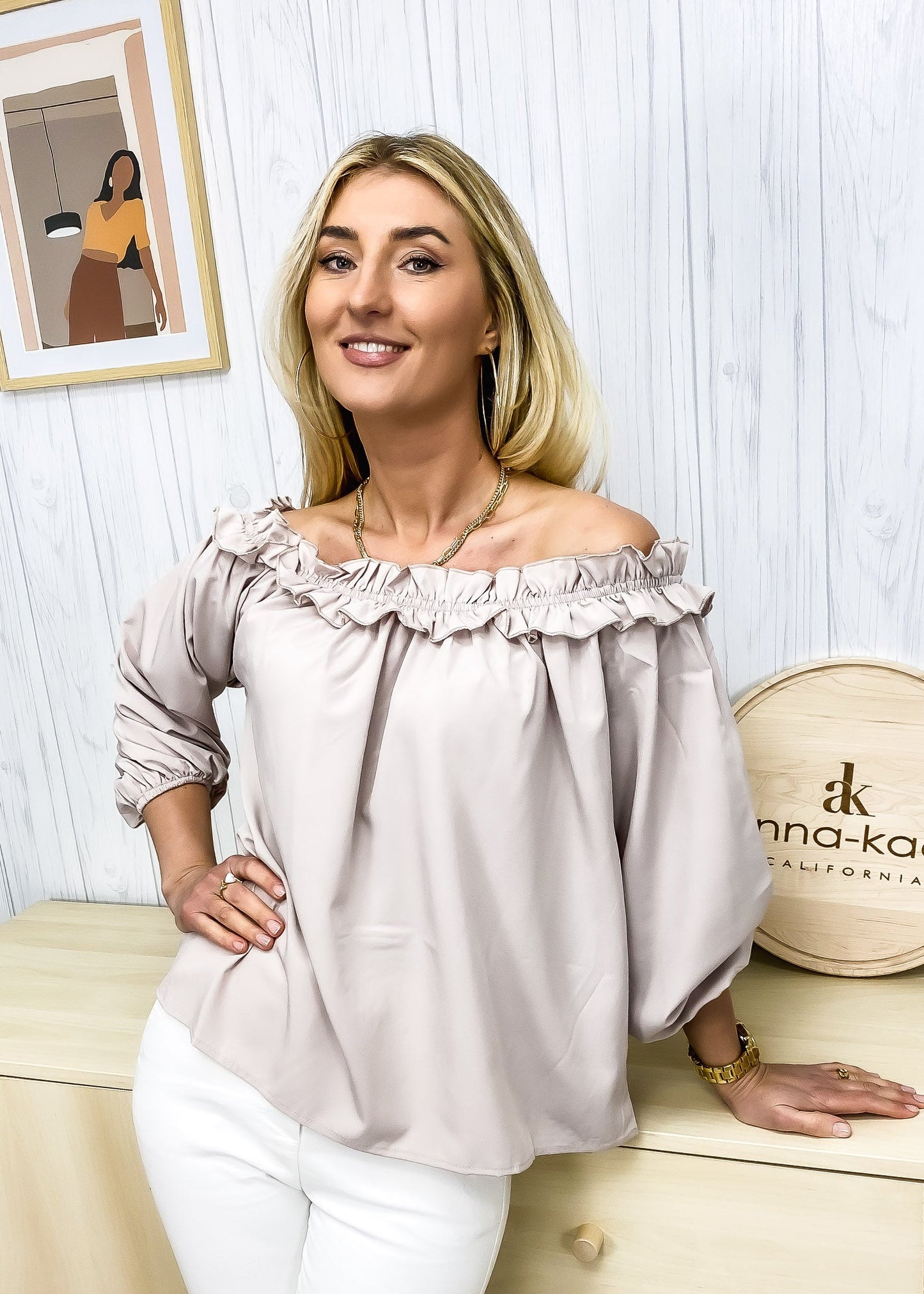 Ruffle Trim Off-Shoulder Top