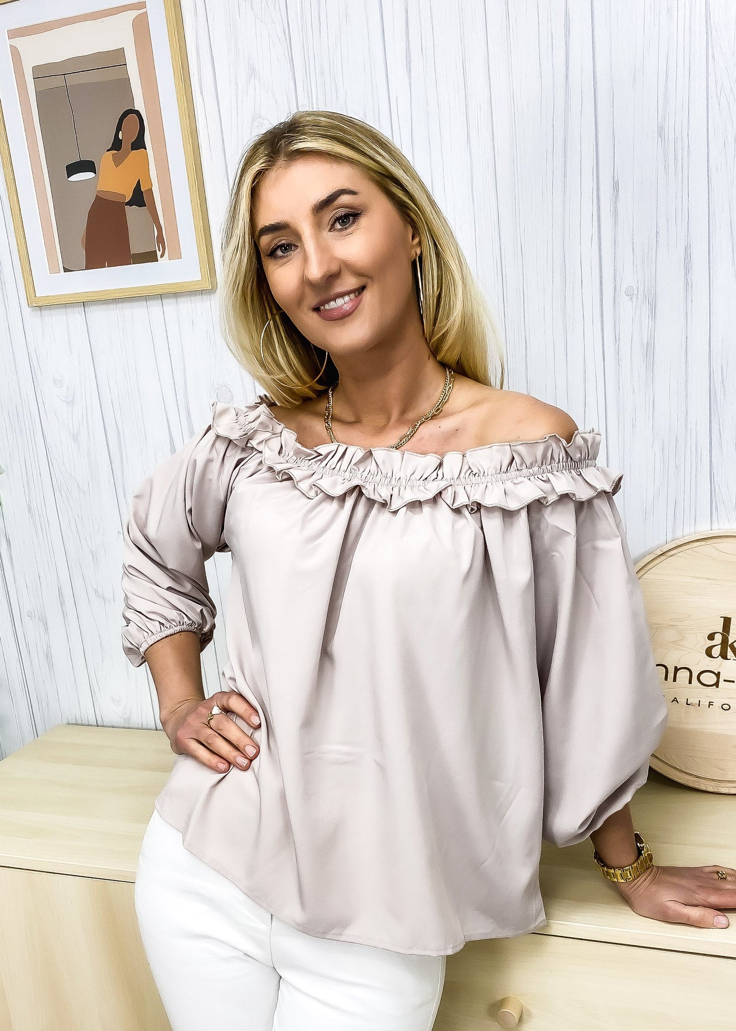 Ruffle Trim Off-Shoulder Top