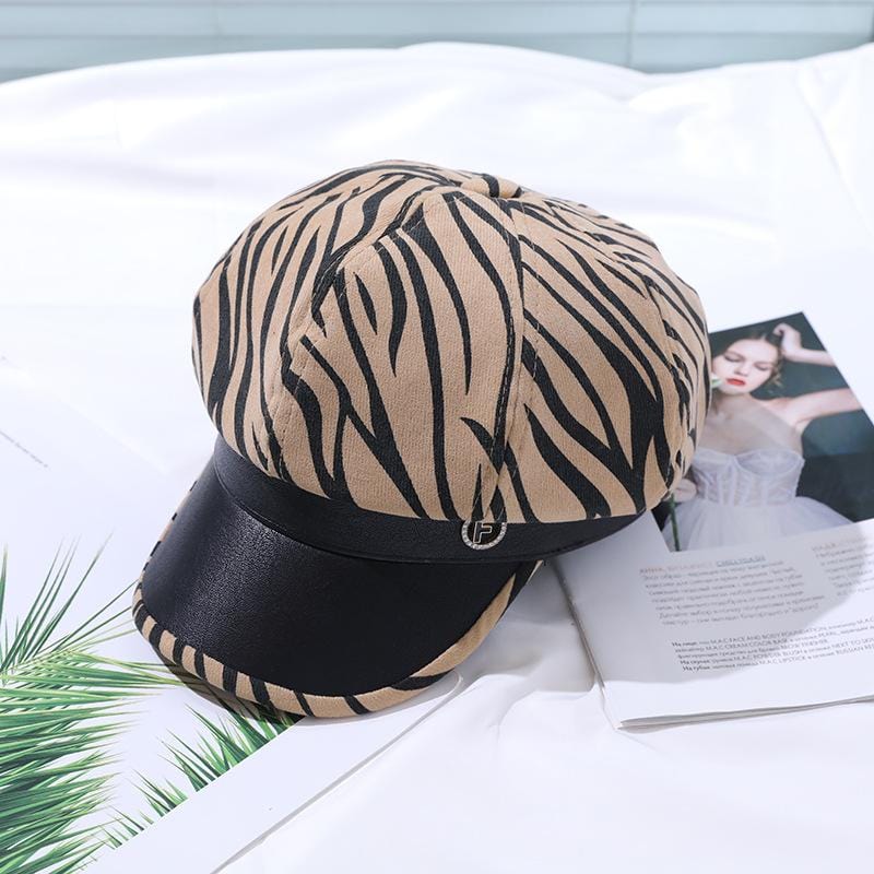 Tiger Print Baker Boy Cap