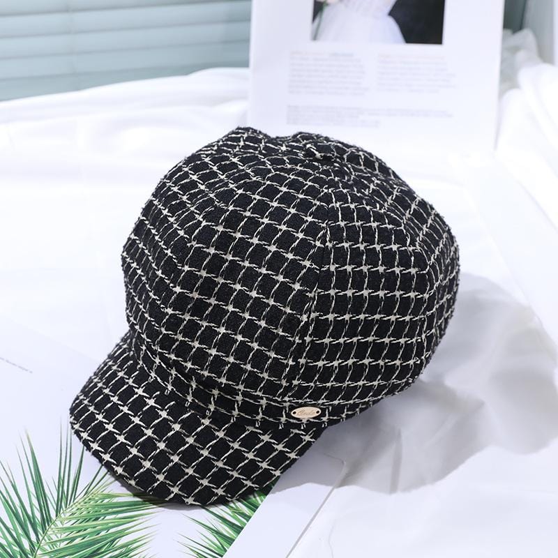 Luxe Checkered Baker Boy Cap