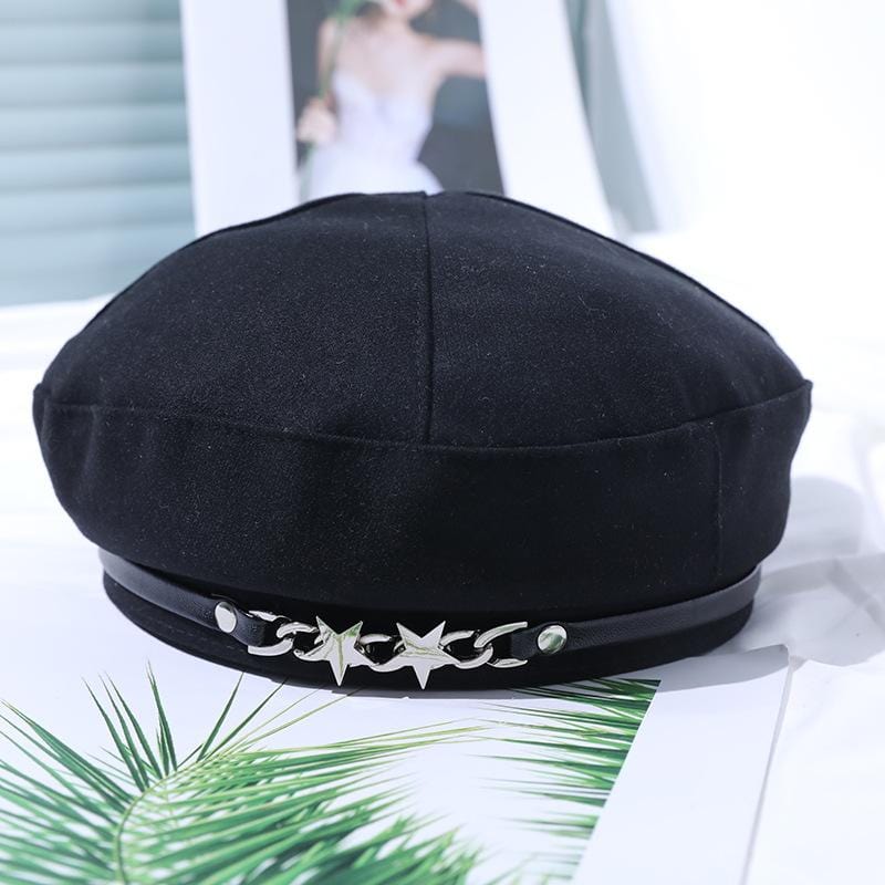 Golden Star Buckle Beret
