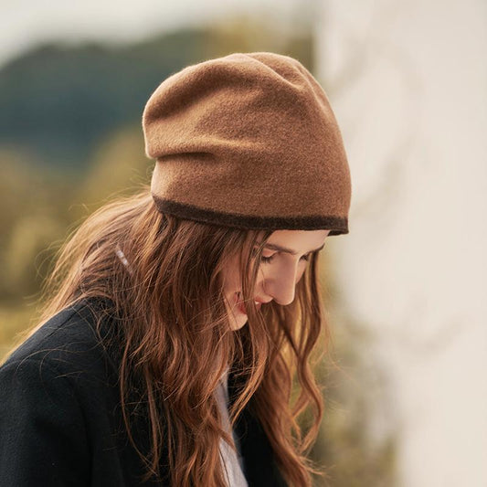 Fuzzy Contrast Hem Beanie