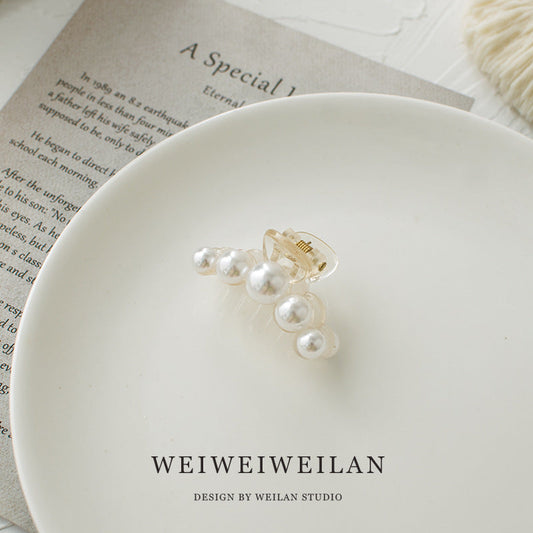 Pearl Aligned Clear Hair Claw- Small