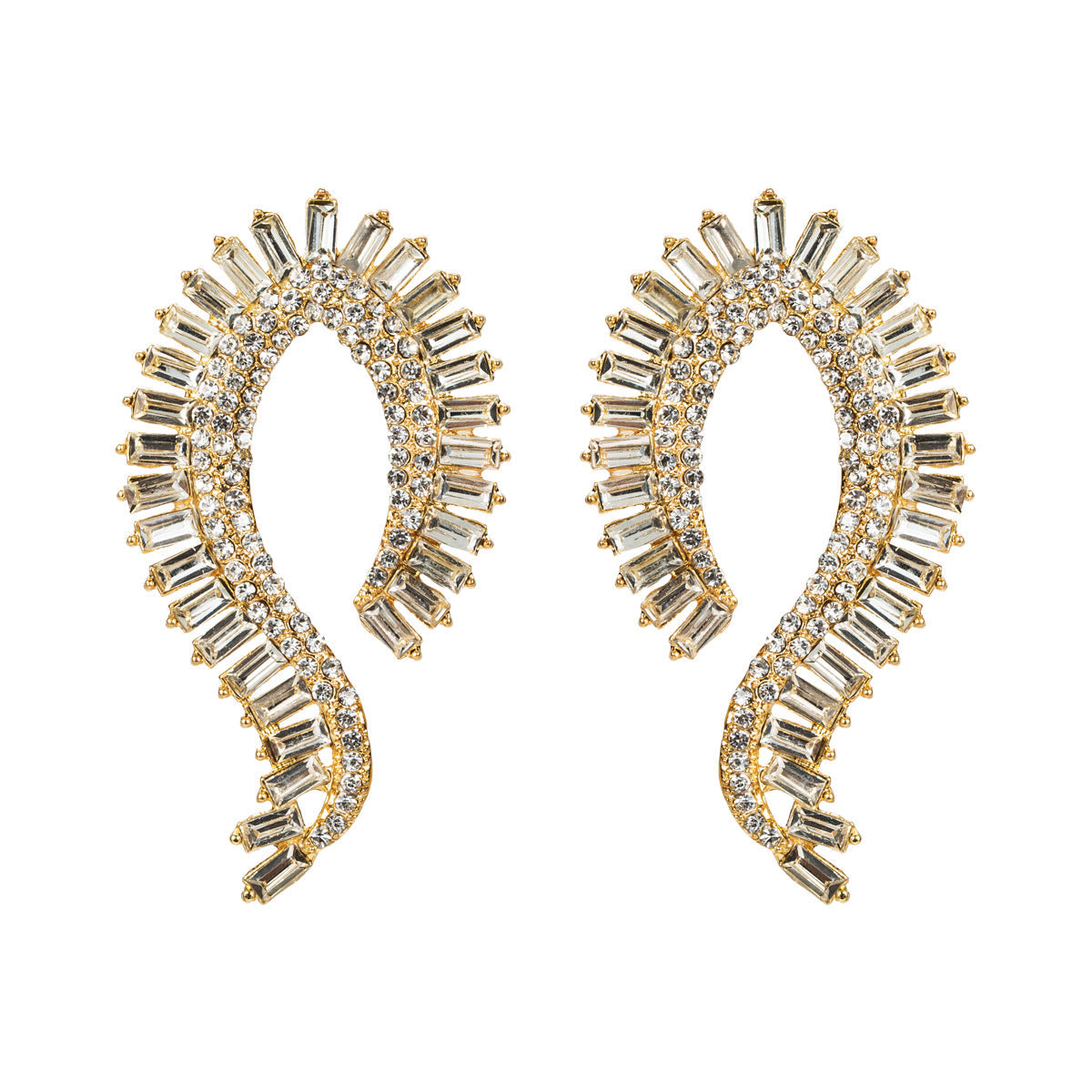 Round Beautiful Rectangular Crystals Ear Cuff Earrings