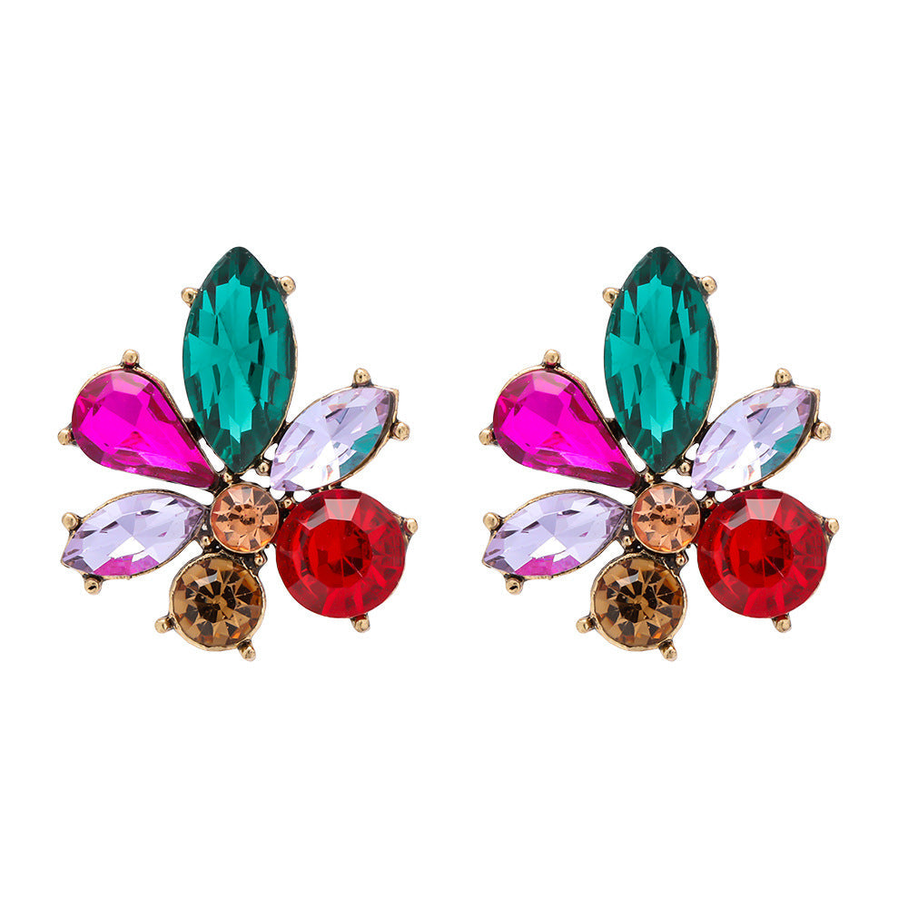 Elegant Spade Shaped Crystal Earring Studs