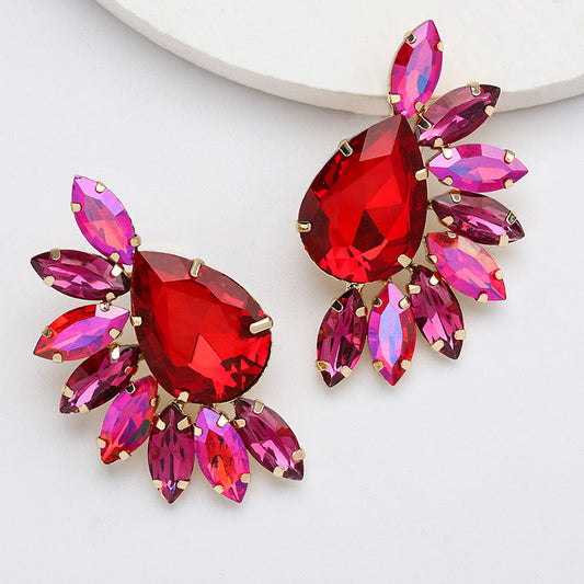 Elegant Round Flower Crystal Earring