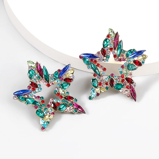 Dazzling Star Shaped Crystal Earrings
