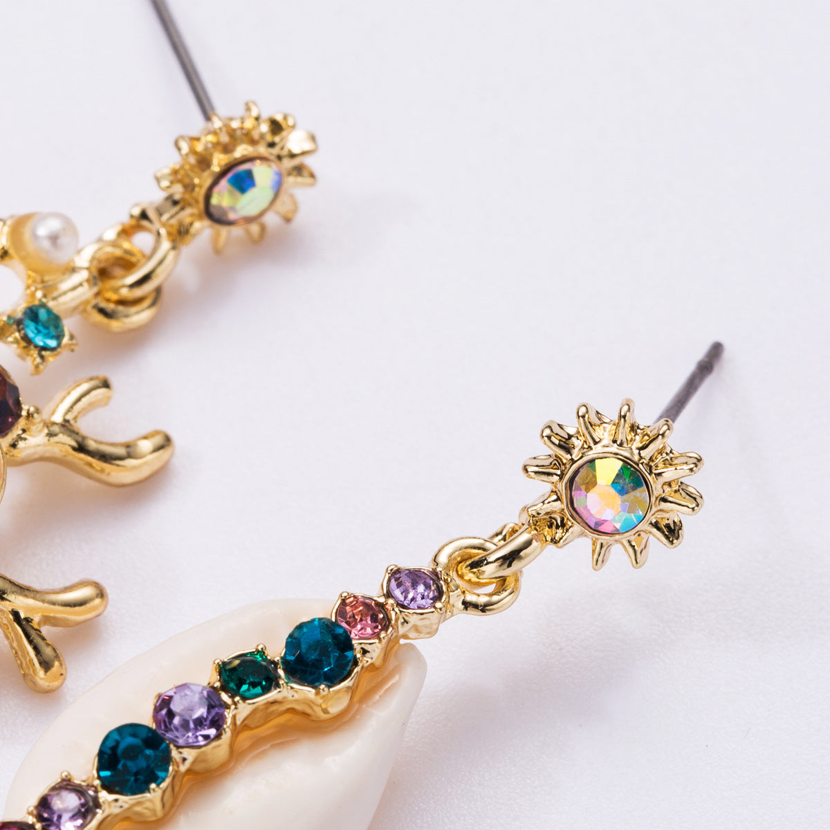 Colorful Crystals Floral Dangle Earrings