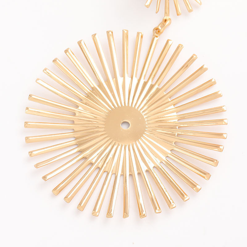 Gold Toned Matching Round Circles Dangle Earrings