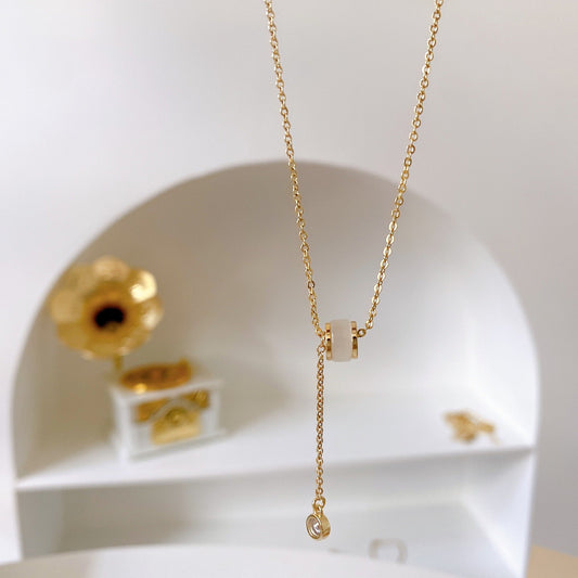 Gold Cat Eye Stone Pendant Necklace