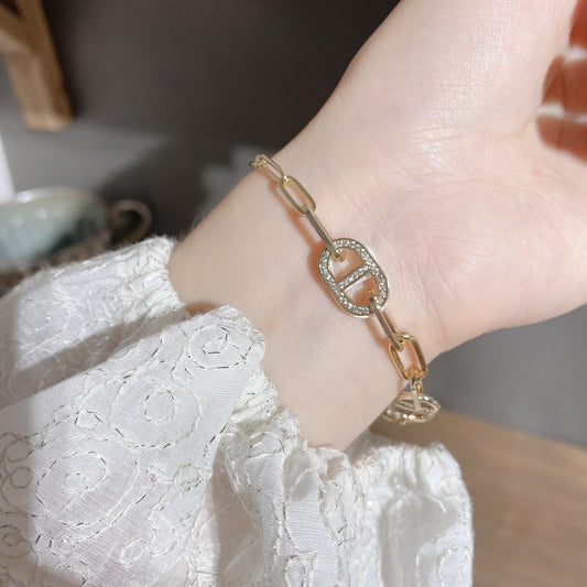 Gold Diamond Geometric Bracelet