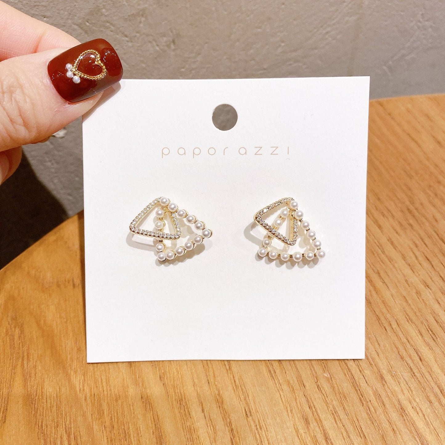 Double Triangle Gold Earrings