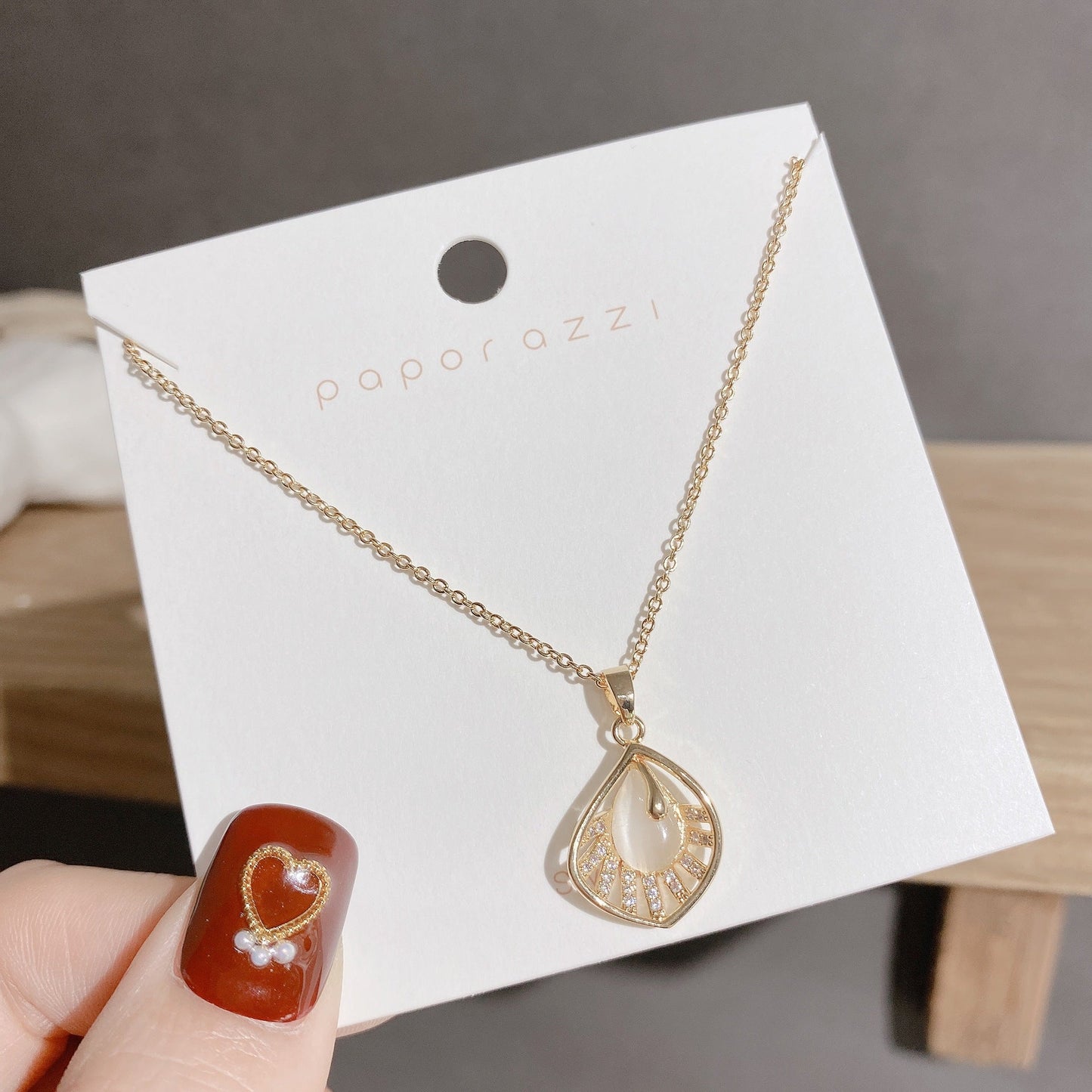 White Iridescent Shell Stone Necklace