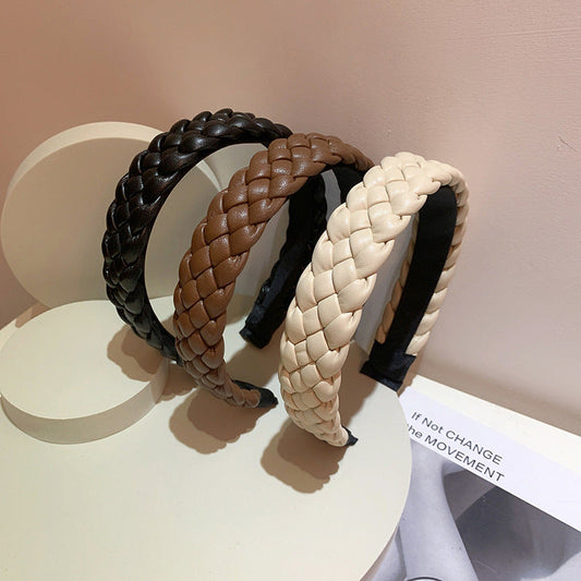 Braided Leather Wide Headband