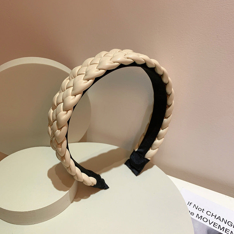 Braided Leather Wide Headband