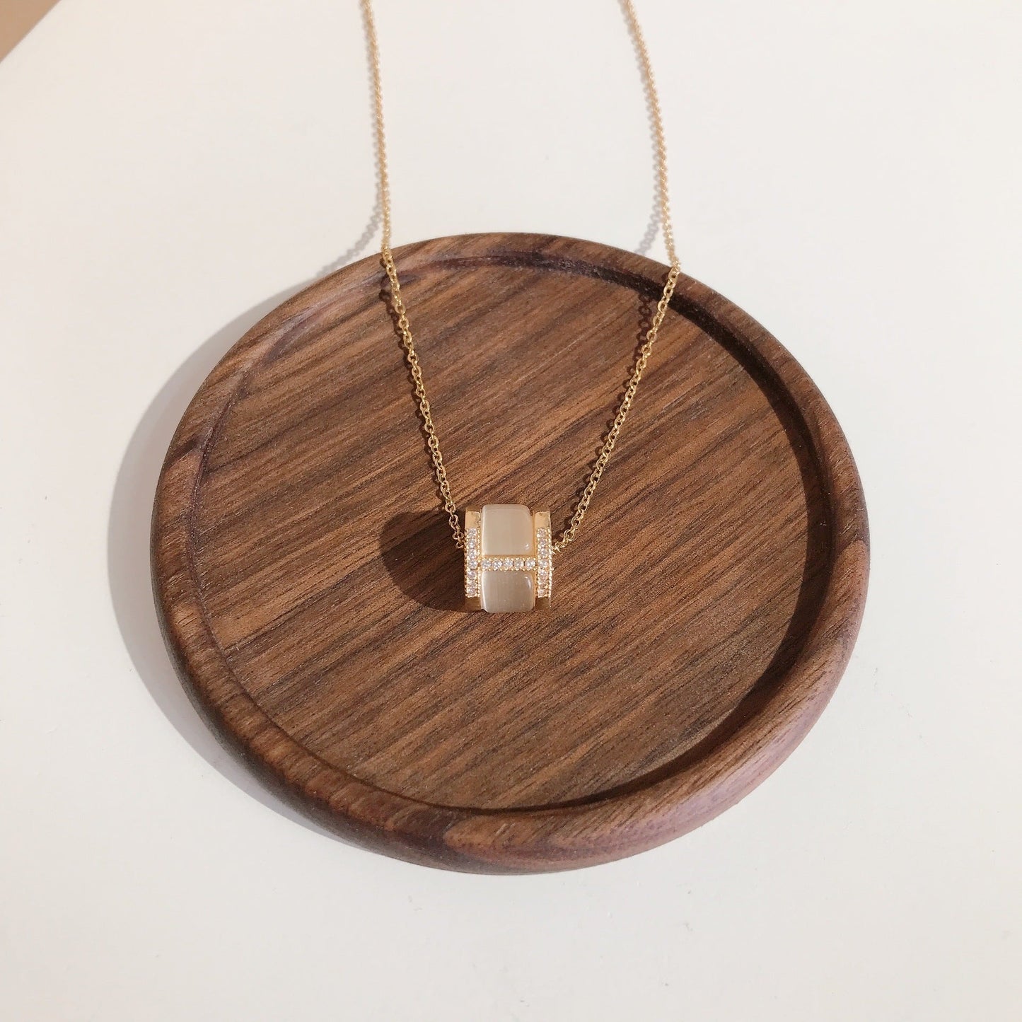 Double Layered Iridescent Stone and Pearl Necklace