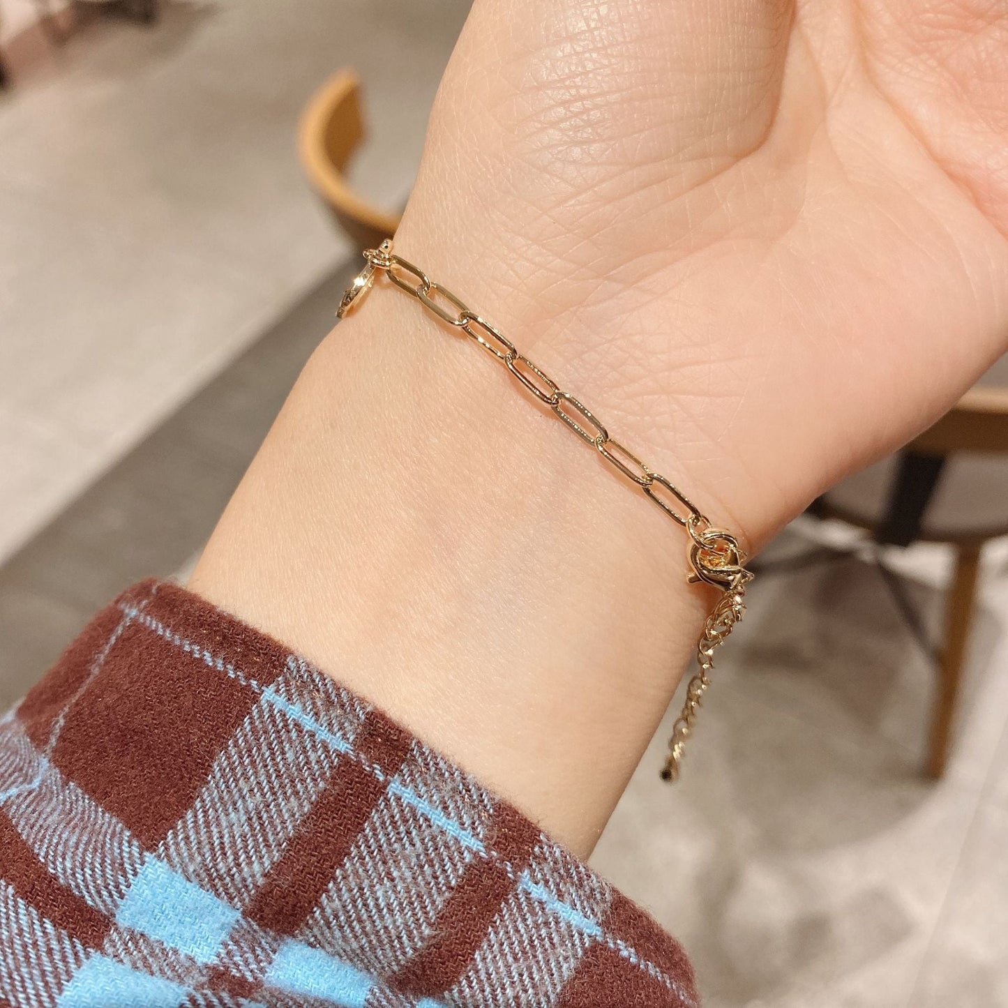Double Layered Gold B Bracelet