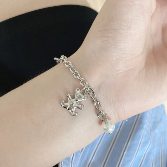 Gold Chain Bracelet with Teddy Bear Charm