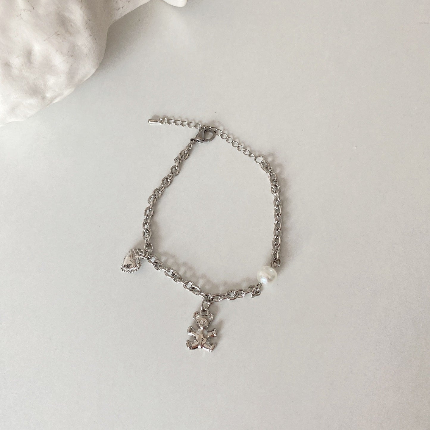 Gold Chain Bracelet with Teddy Bear Charm